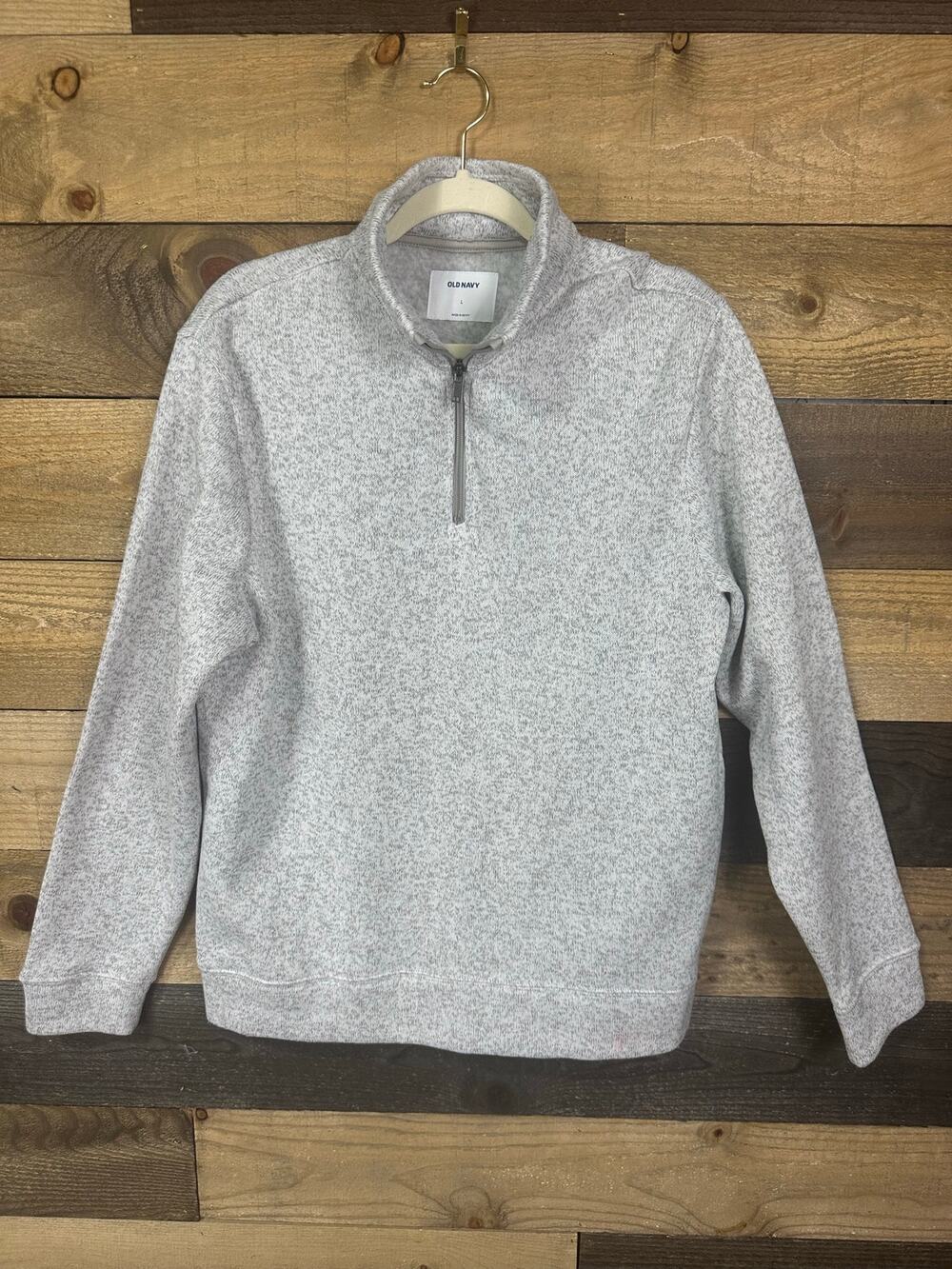 OLD NAVY Men’s Heather Grey 1/4 Zip Pullover Sweatshirt Size L EUC